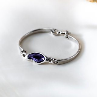Amethyst Silver Tone Bangle