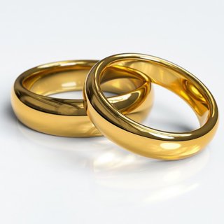 Gold Tone Band Ring Pair