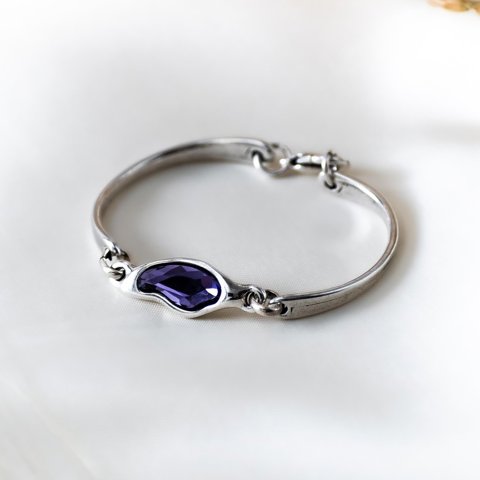Amethyst Silver Tone Bangle
