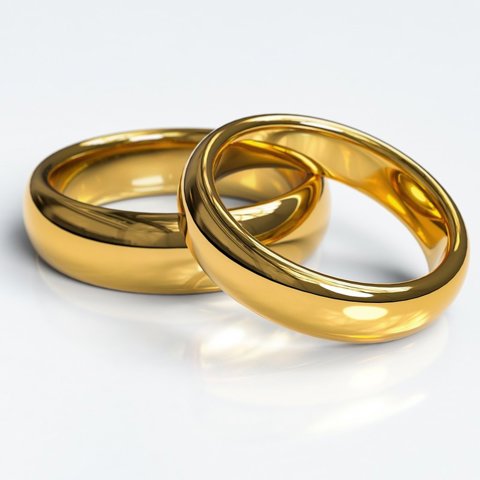 Gold Tone Band Ring Pair