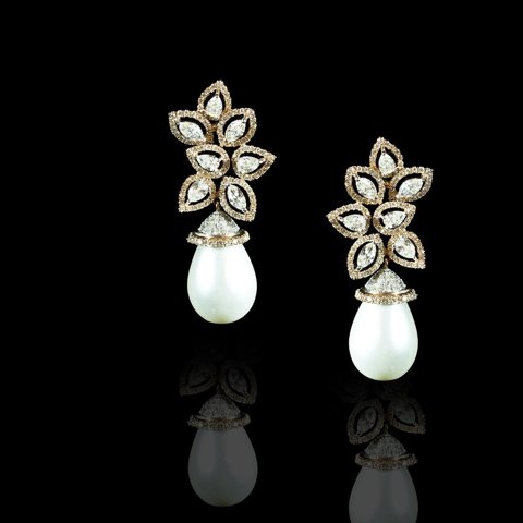 Pearl Flower Drop Earrings